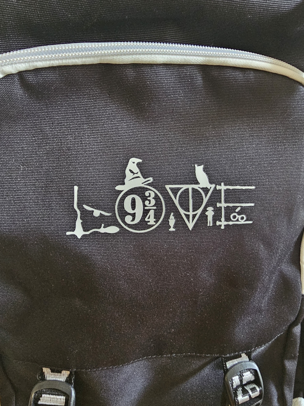 Harry Potter Inspired Black Graphic Zip Front Backpack with White Trim - Picture 3 of 11